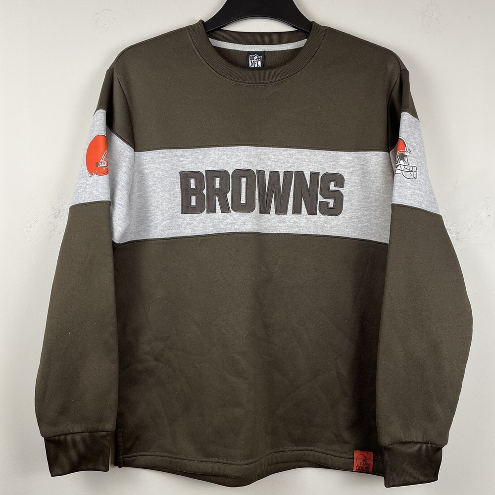 Cleveland Browns Sweatshirt Medium NFL Team Apparel Brown Gray Crewneck Fleece
